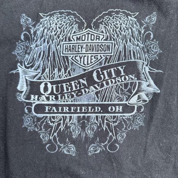 Harley Davidson T-Shirt Women's Medium Black Motorcycle Short‎ Sleeve Ohio 6432 - Picture 6 of 9
